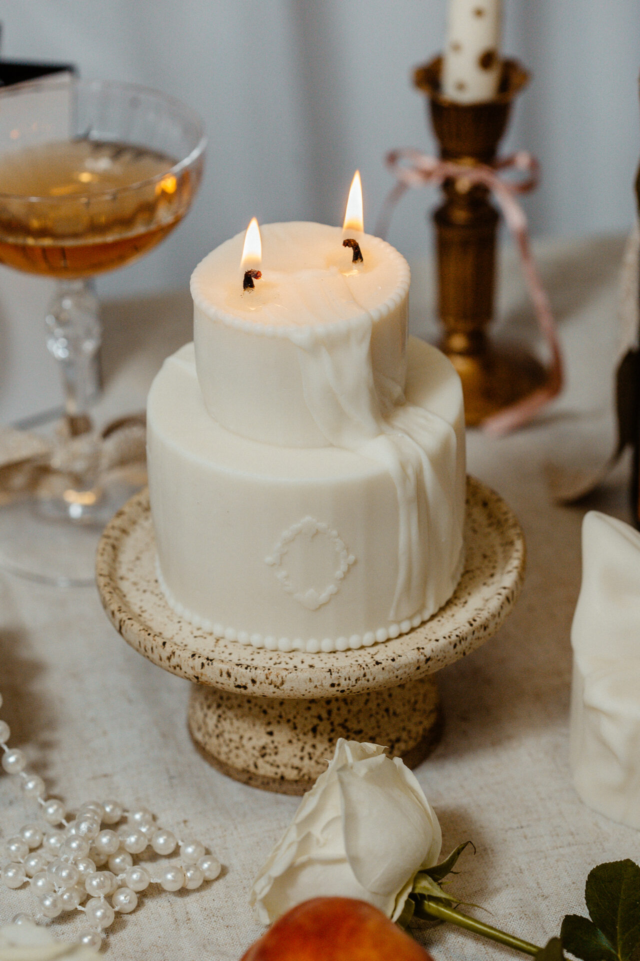 vela de bolo de dois andares aromática